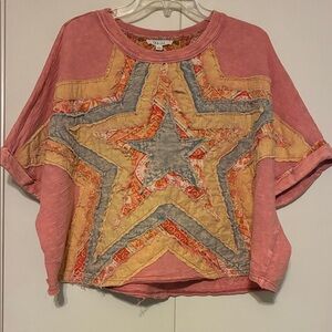 Oh My Gauze! Pink and Yellow Star Patchwork Top